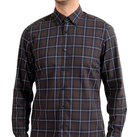 Hugo Boss inch;Lod_53inch; Men's Regular Fit Plaid Long Sleeve Casual Shirt - Picture 1 of 9